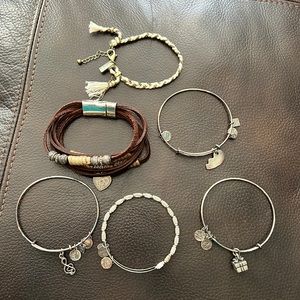 Grouping of Alex and Ani and American Eagle Bracelets
